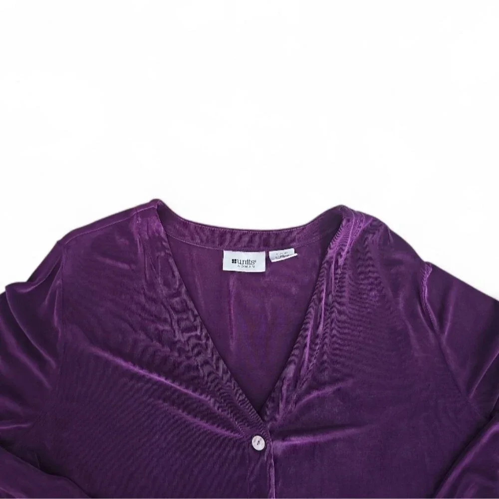 Units Woman Royal Purple Travel Cardigan 1X Acetate Stretch Cruise Resort Layer